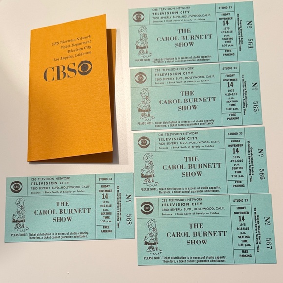 Other - Carol Burnett Show-CBS 1975 Tickets with original CBS ticket holder